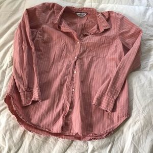 🔴 Old Navy Pink Striped Button-up